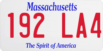 MA license plate 192LA4