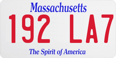 MA license plate 192LA7