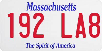 MA license plate 192LA8