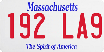 MA license plate 192LA9