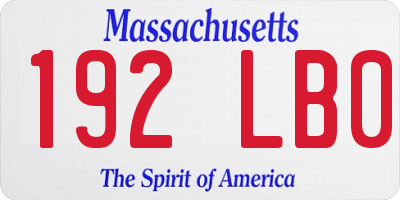 MA license plate 192LB0