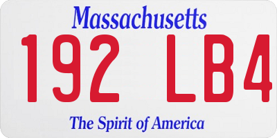 MA license plate 192LB4