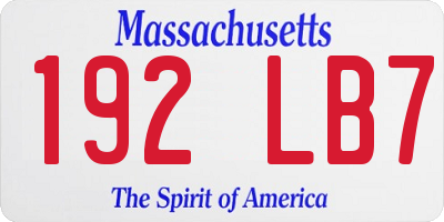 MA license plate 192LB7