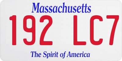 MA license plate 192LC7