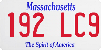 MA license plate 192LC9