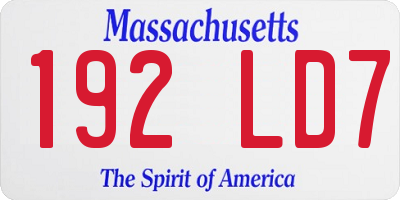 MA license plate 192LD7