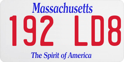 MA license plate 192LD8