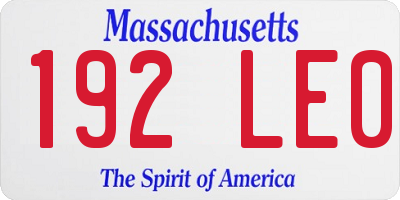 MA license plate 192LE0