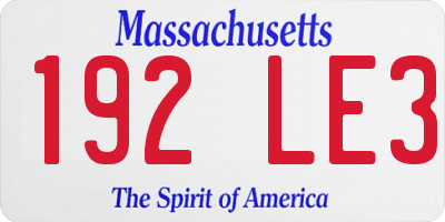 MA license plate 192LE3
