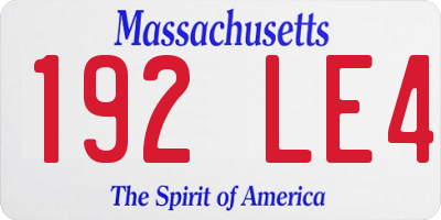 MA license plate 192LE4