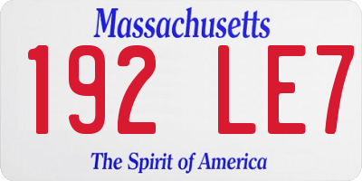 MA license plate 192LE7