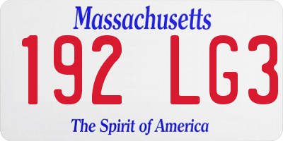MA license plate 192LG3