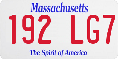 MA license plate 192LG7