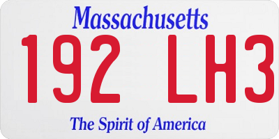 MA license plate 192LH3