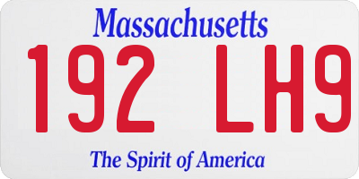 MA license plate 192LH9