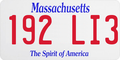 MA license plate 192LI3