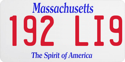 MA license plate 192LI9