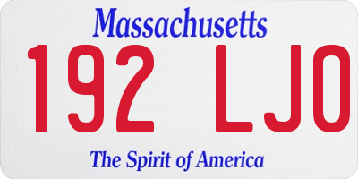 MA license plate 192LJ0