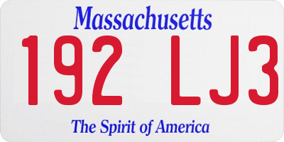 MA license plate 192LJ3