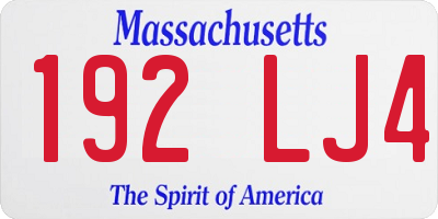 MA license plate 192LJ4