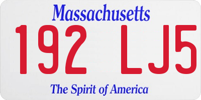 MA license plate 192LJ5