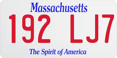 MA license plate 192LJ7