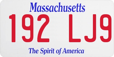 MA license plate 192LJ9