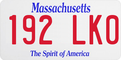 MA license plate 192LK0