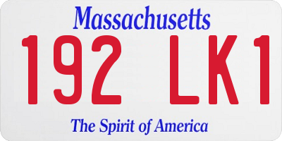 MA license plate 192LK1