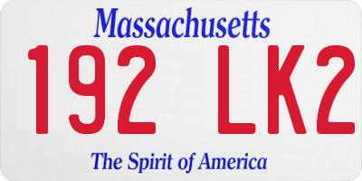 MA license plate 192LK2