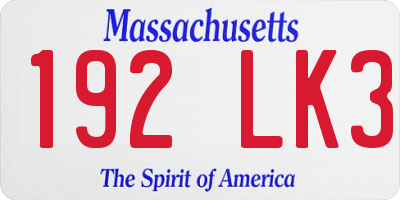 MA license plate 192LK3