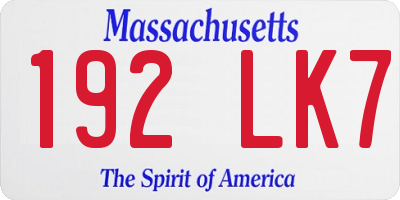 MA license plate 192LK7