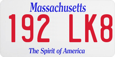 MA license plate 192LK8