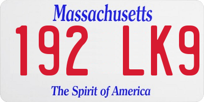 MA license plate 192LK9