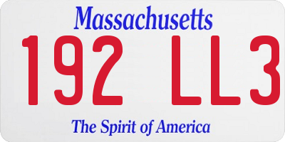 MA license plate 192LL3