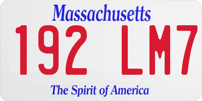 MA license plate 192LM7
