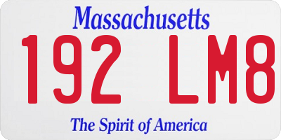 MA license plate 192LM8