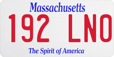 MA license plate 192LN0