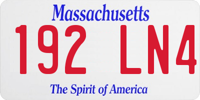 MA license plate 192LN4