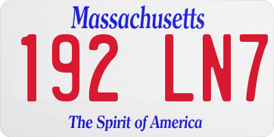 MA license plate 192LN7
