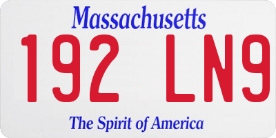 MA license plate 192LN9