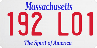 MA license plate 192LO1