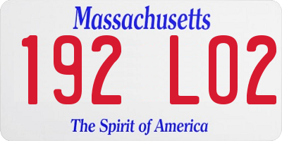 MA license plate 192LO2