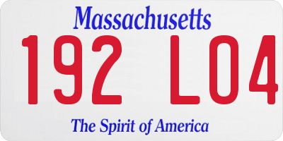 MA license plate 192LO4