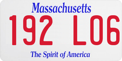MA license plate 192LO6