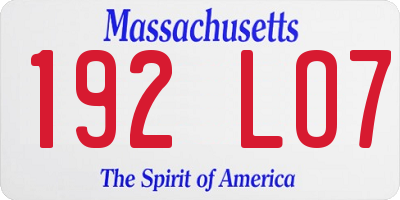 MA license plate 192LO7