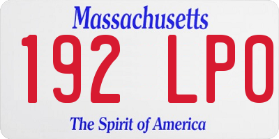 MA license plate 192LP0