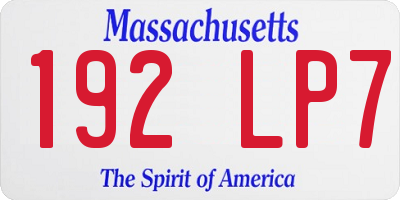 MA license plate 192LP7