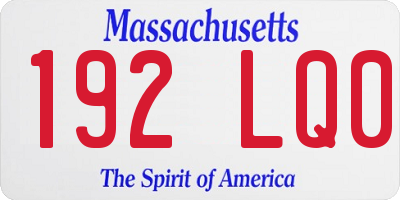 MA license plate 192LQ0