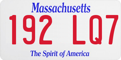 MA license plate 192LQ7
